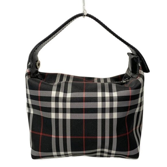 Auth Burberry LONDON Black White Red Nylon Leather Handbag - Picture 1 of 14